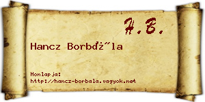 Hancz Borbála névjegykártya
